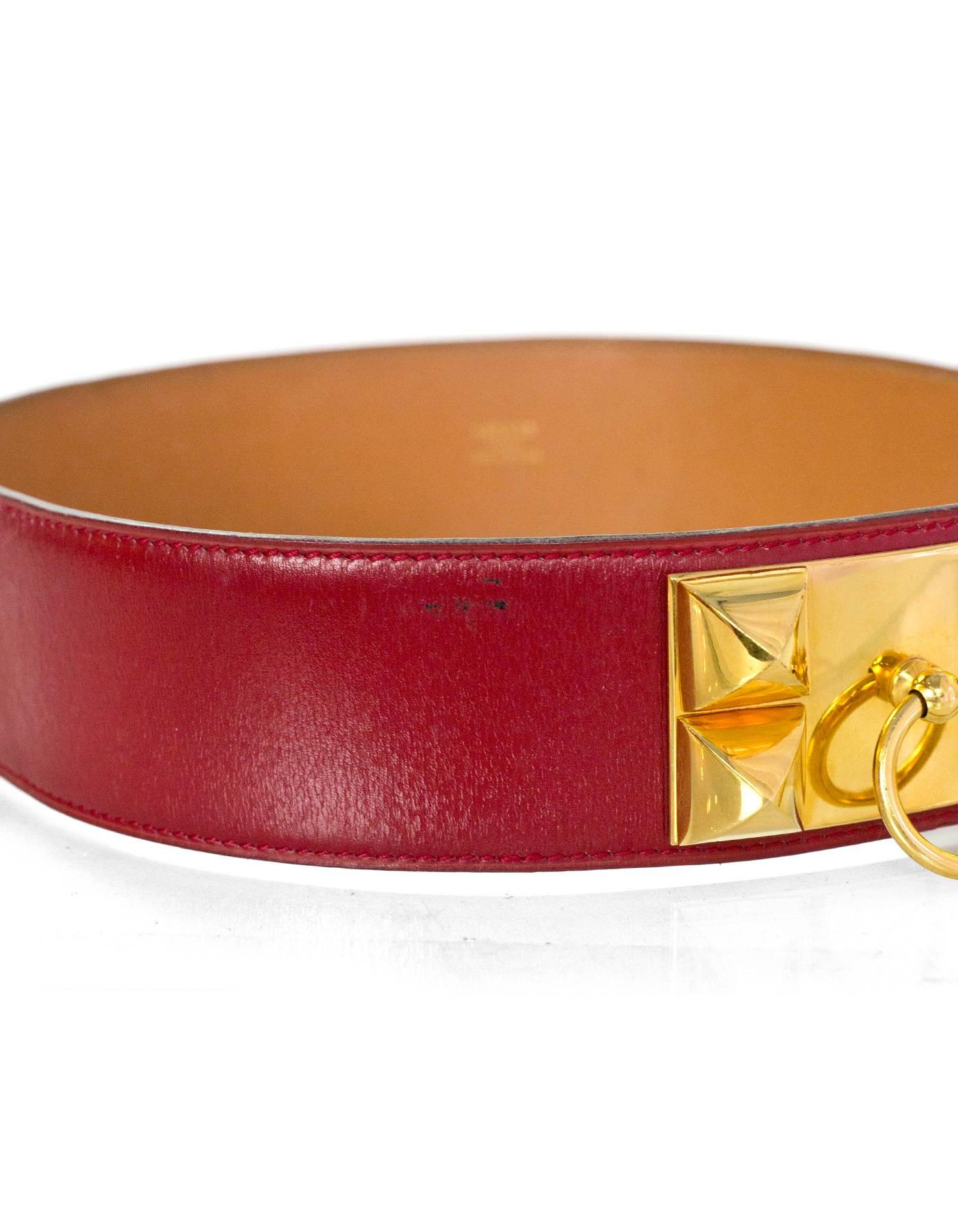 Brown Hermes Red Vintage Collier de Chein CDC Belt XS