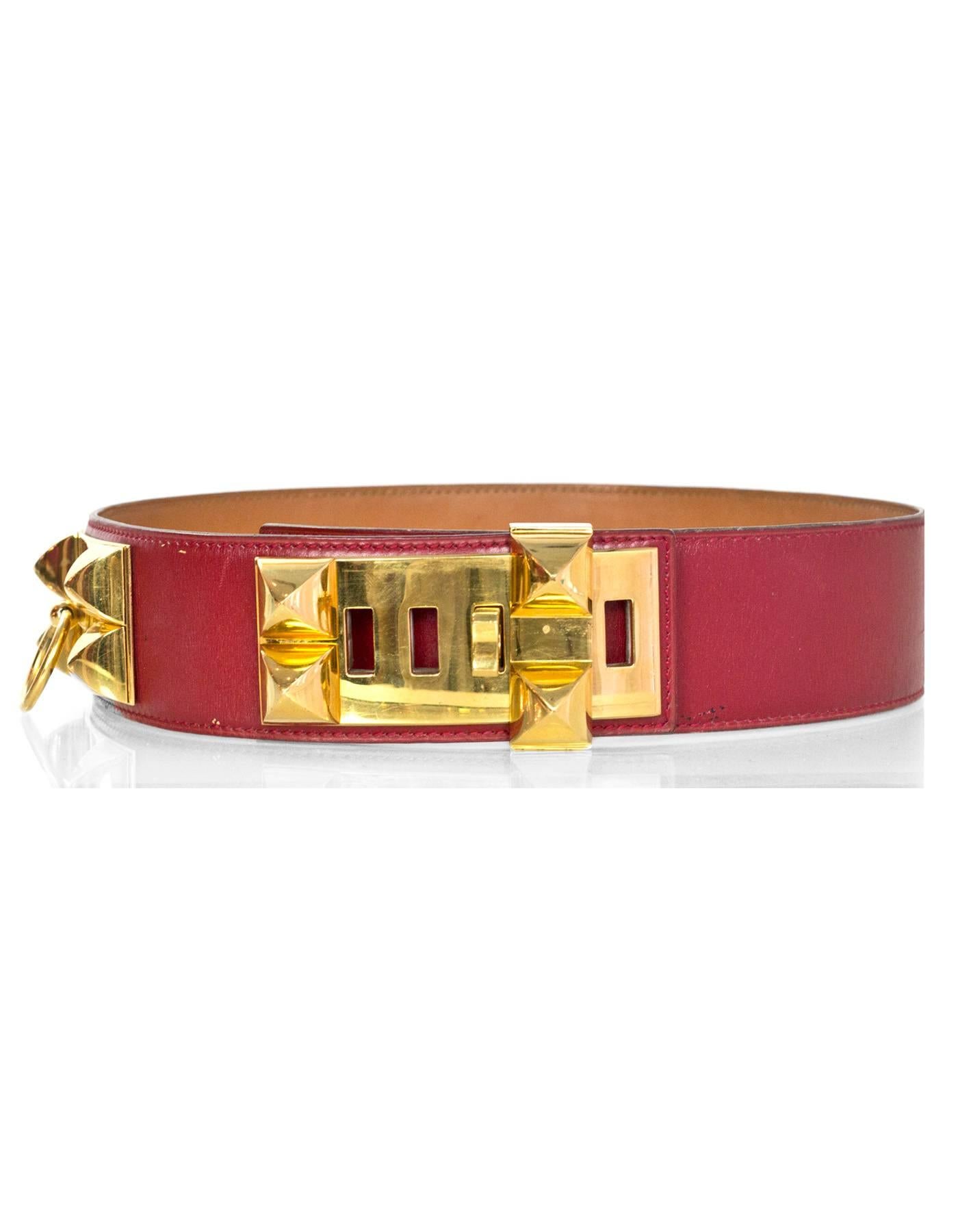 Hermes Red Vintage Collier de Chein CDC Belt XS In Excellent Condition In New York, NY