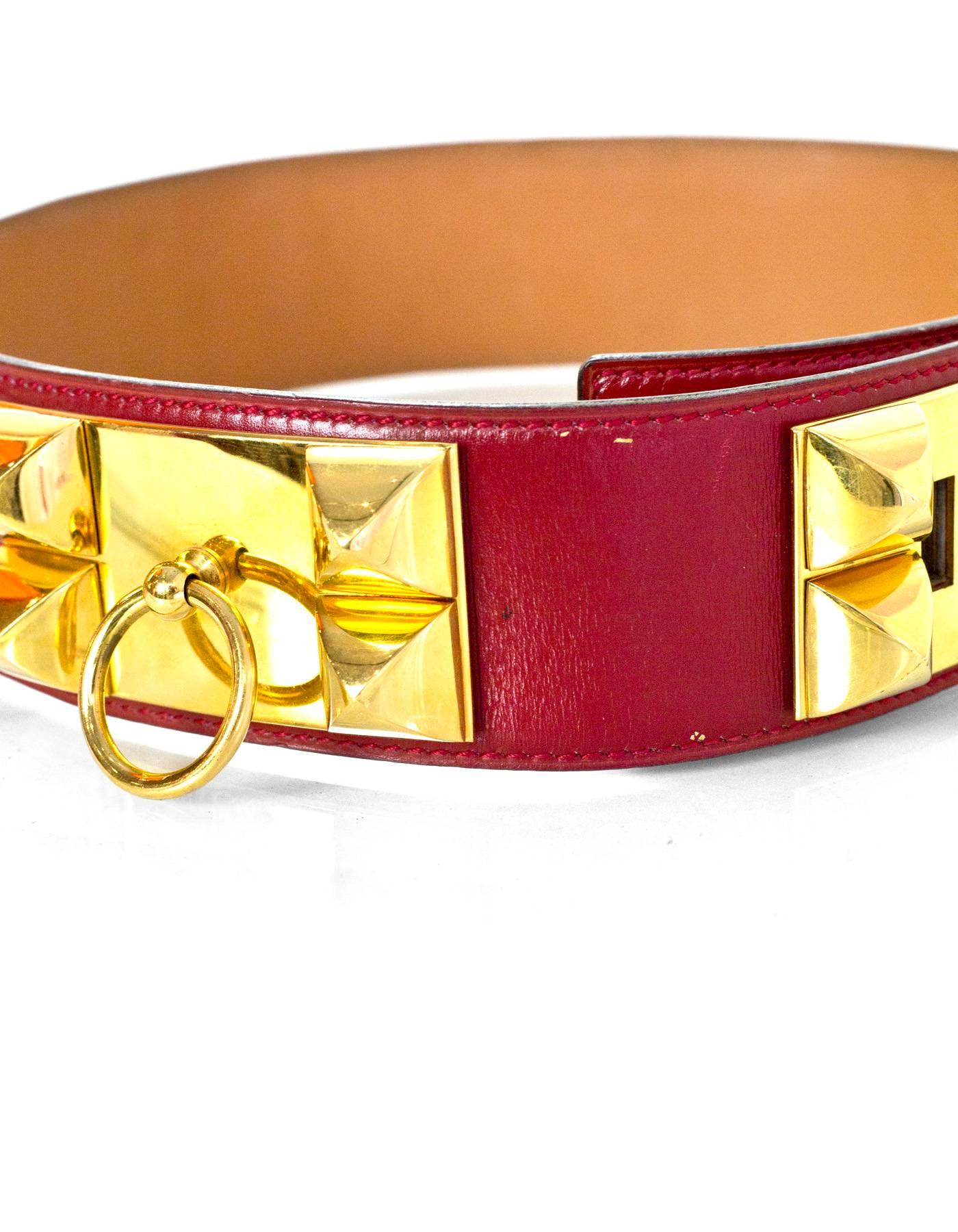 Women's Hermes Red Vintage Collier de Chein CDC Belt XS