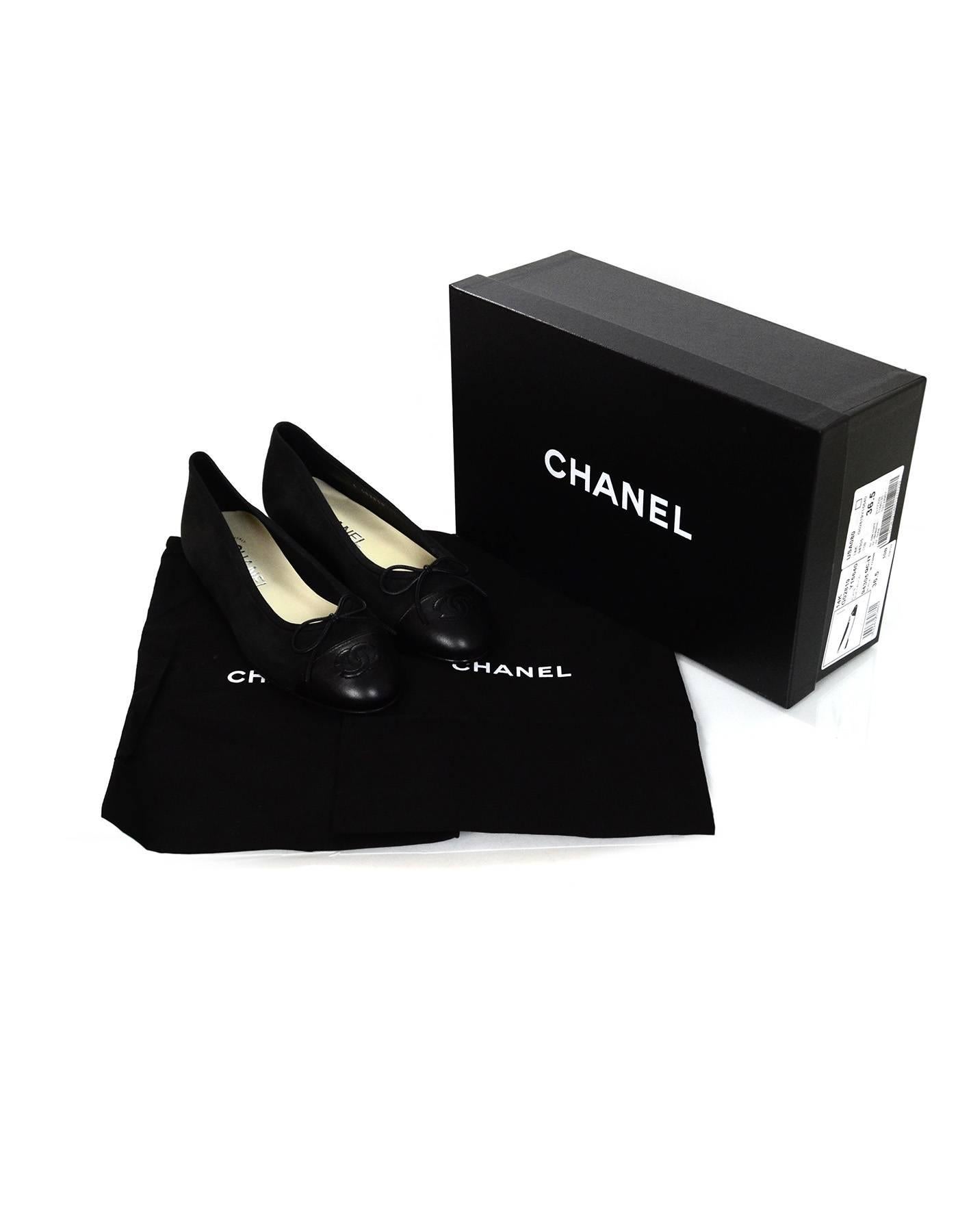 Chanel NEW IN BOX Black Suede Ballet Flats Sz 36.5  2