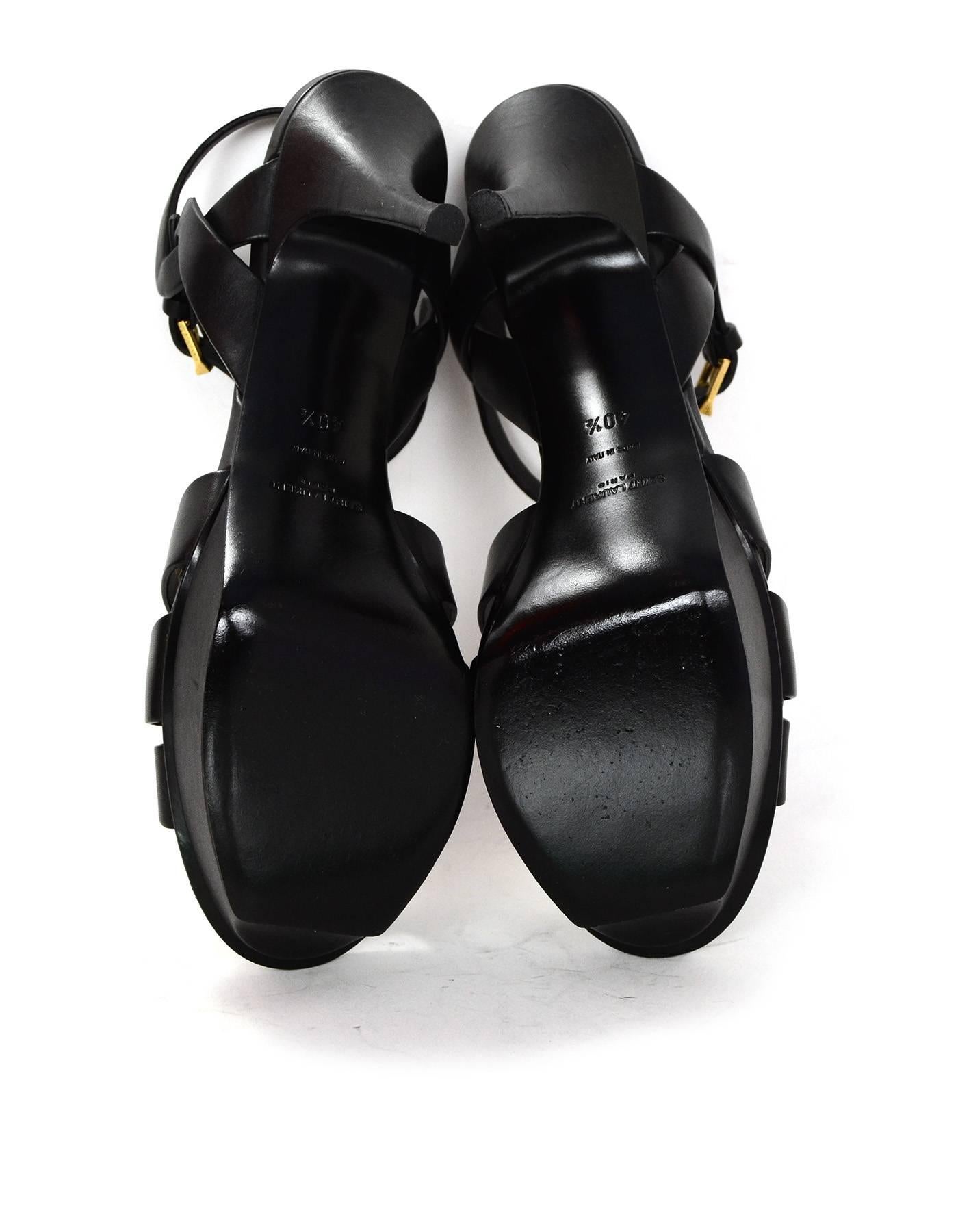 YSL Yves Saint Laurent Black Leather Classic Tribute 75 Sandals Sz 40.5 1