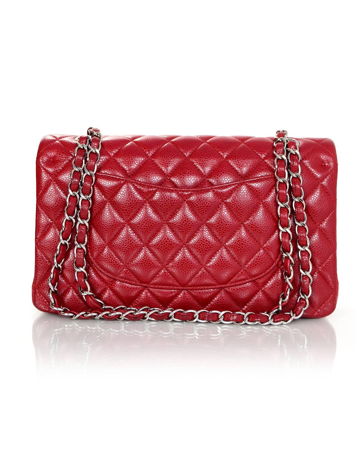 Chanel Red Quilted Caviar Classic 10
