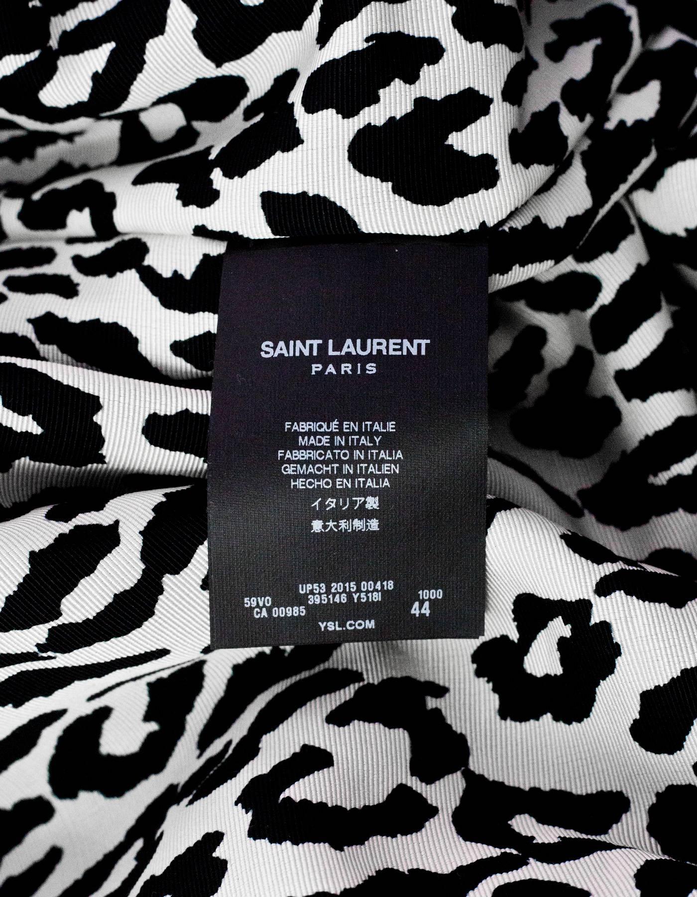 Saint Laurent Black Patent Effect Convertible Jacket/Vest sz FR44 In Excellent Condition In New York, NY