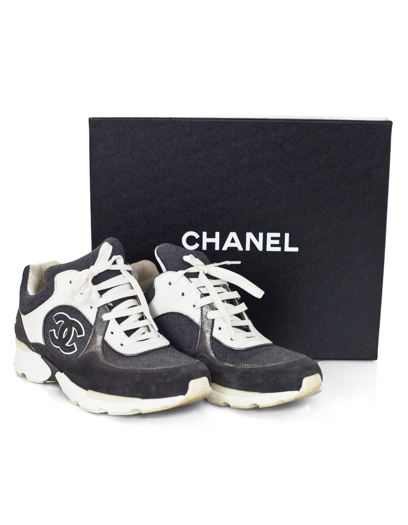 7/11 Chanel White and Grey CC Sneakers Sz 38.5 with Box 1