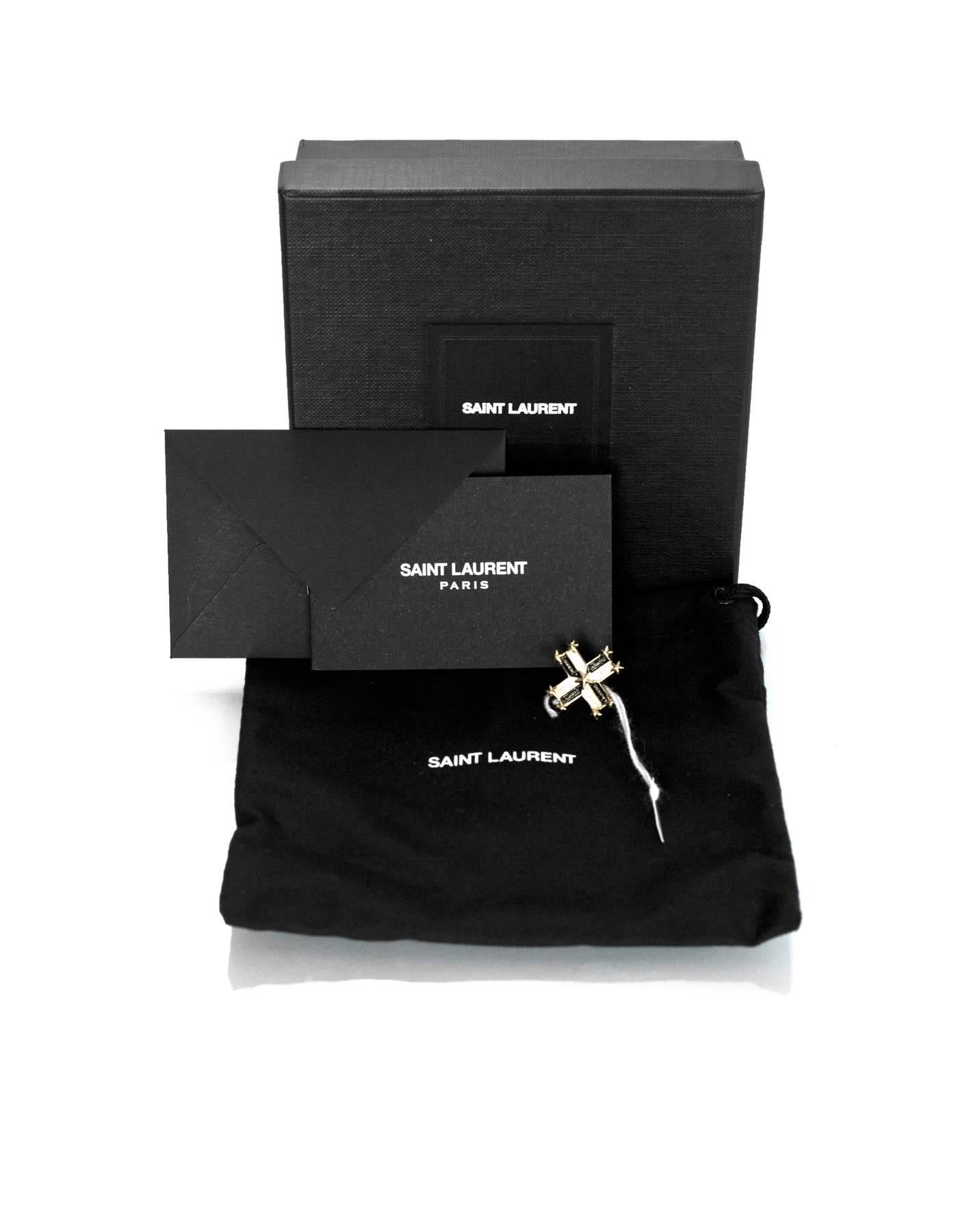 Saint Laurent Army Style Single Enamel Cross Earring with Box 2