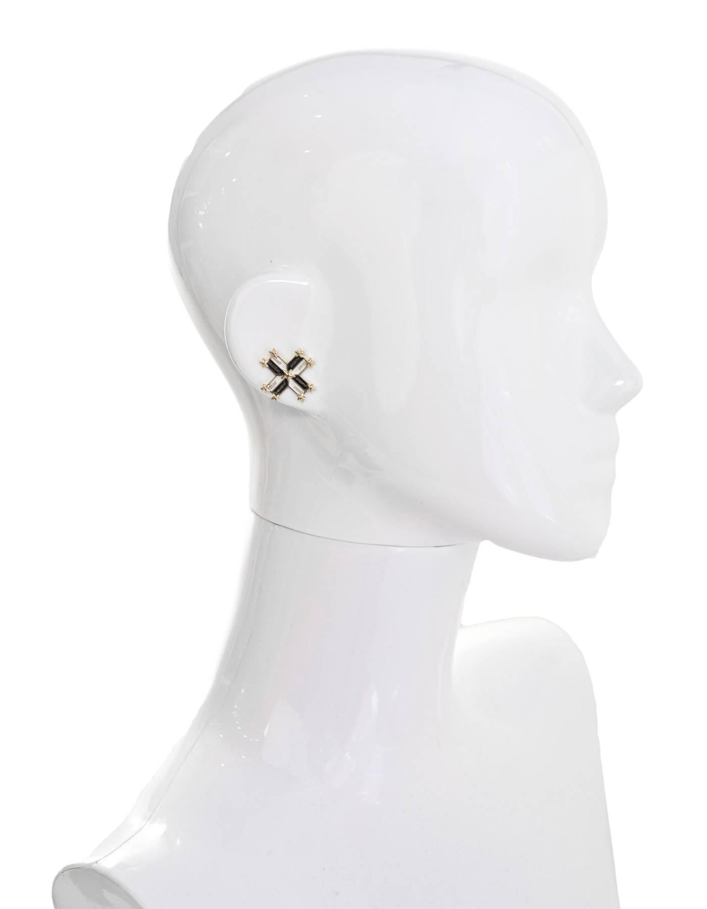 Saint Laurent Army Style Single Enamel Cross Earring with Box In Excellent Condition In New York, NY