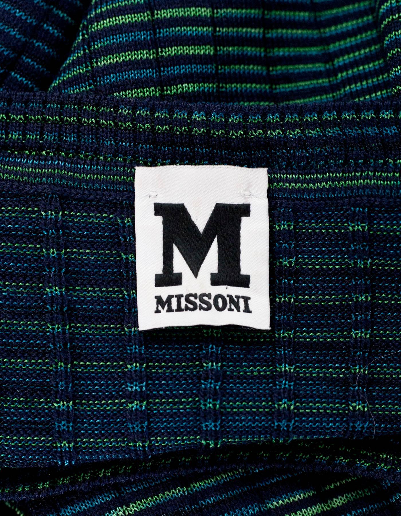 M Missoni Green and Navy Top Sz IT50 In Excellent Condition In New York, NY