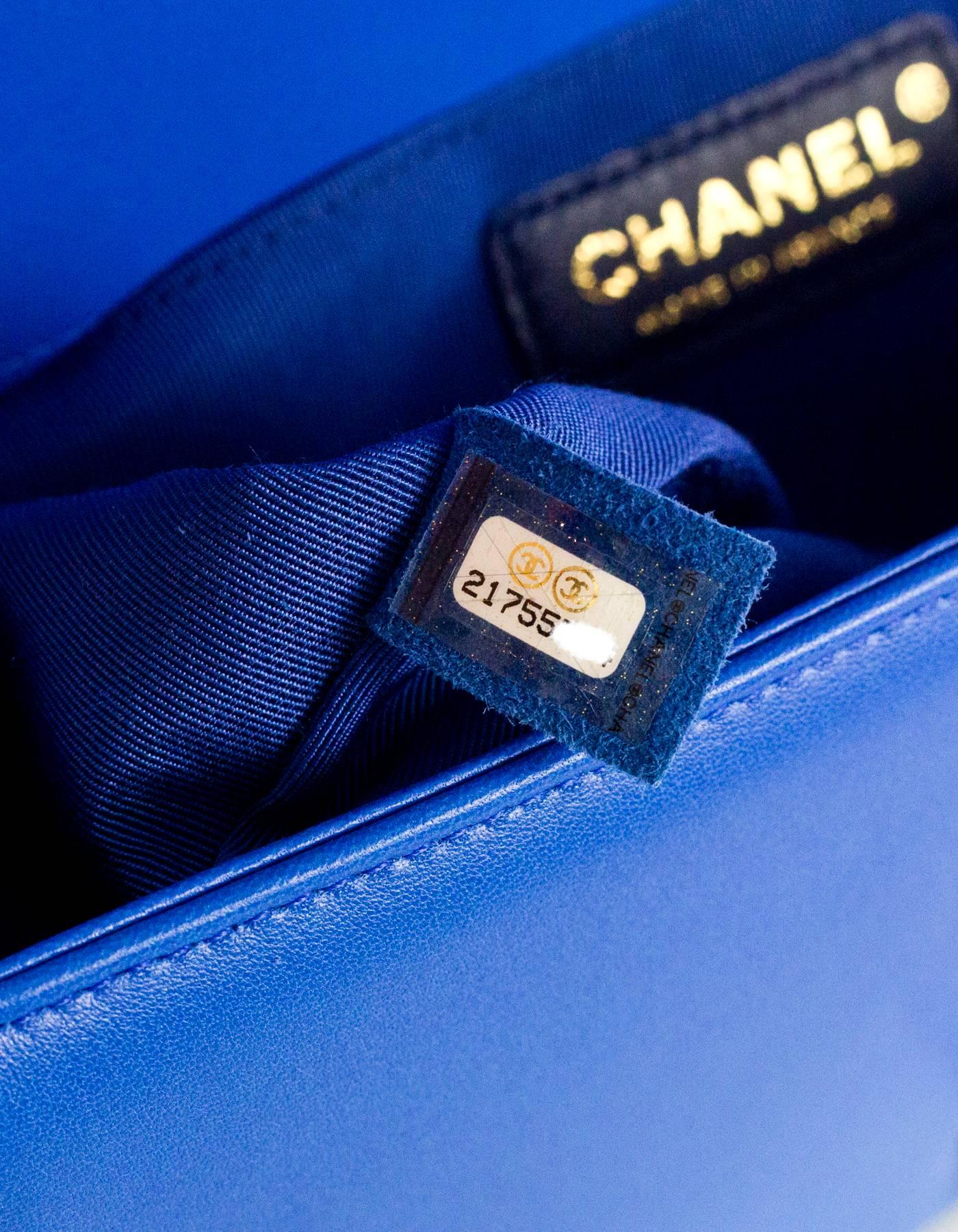 Chanel Cobalt Blue Quilted Lambskin Leather Medium Boy Bag GHW with Box 2