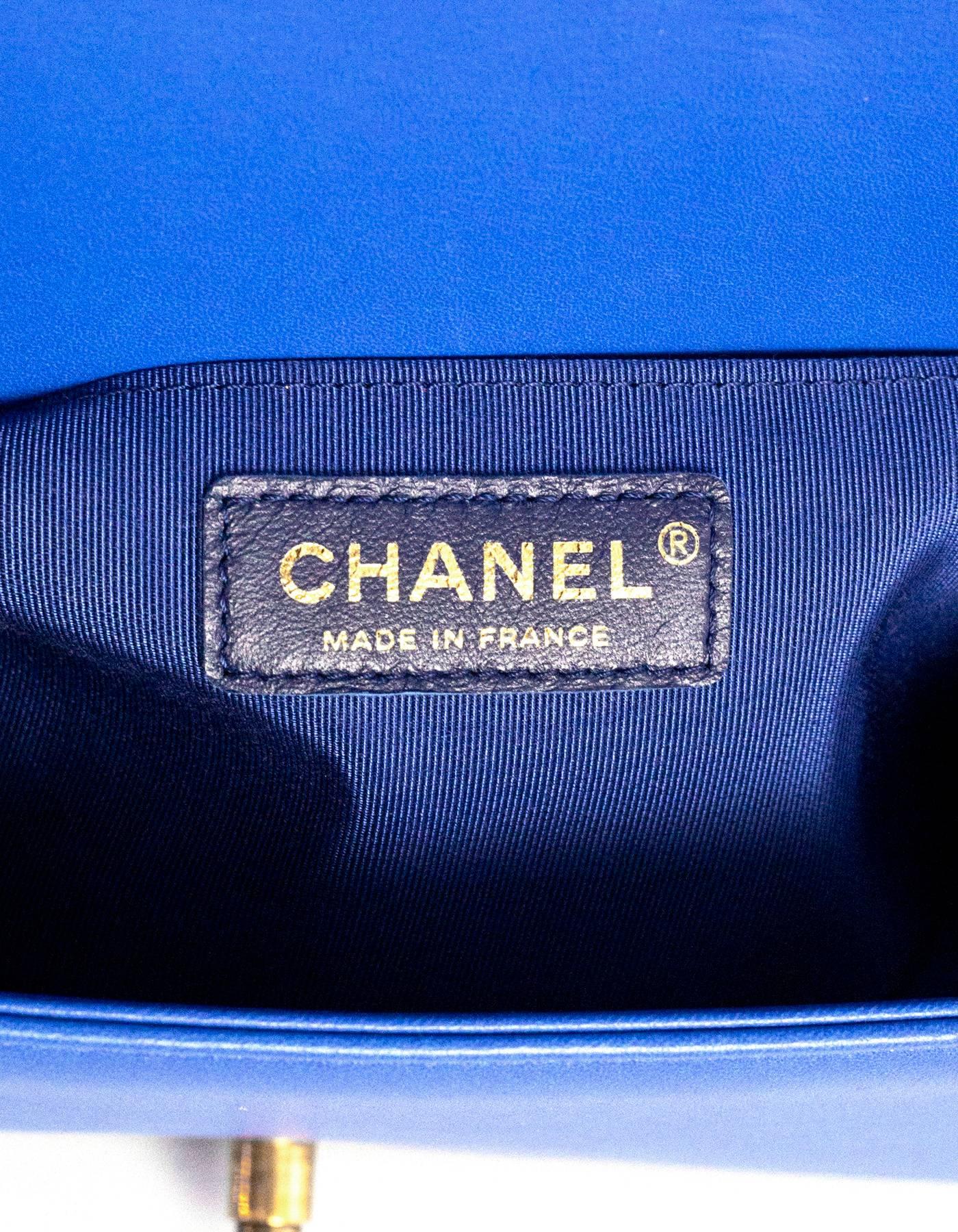 Chanel Cobalt Blue Quilted Lambskin Leather Medium Boy Bag GHW with Box 1