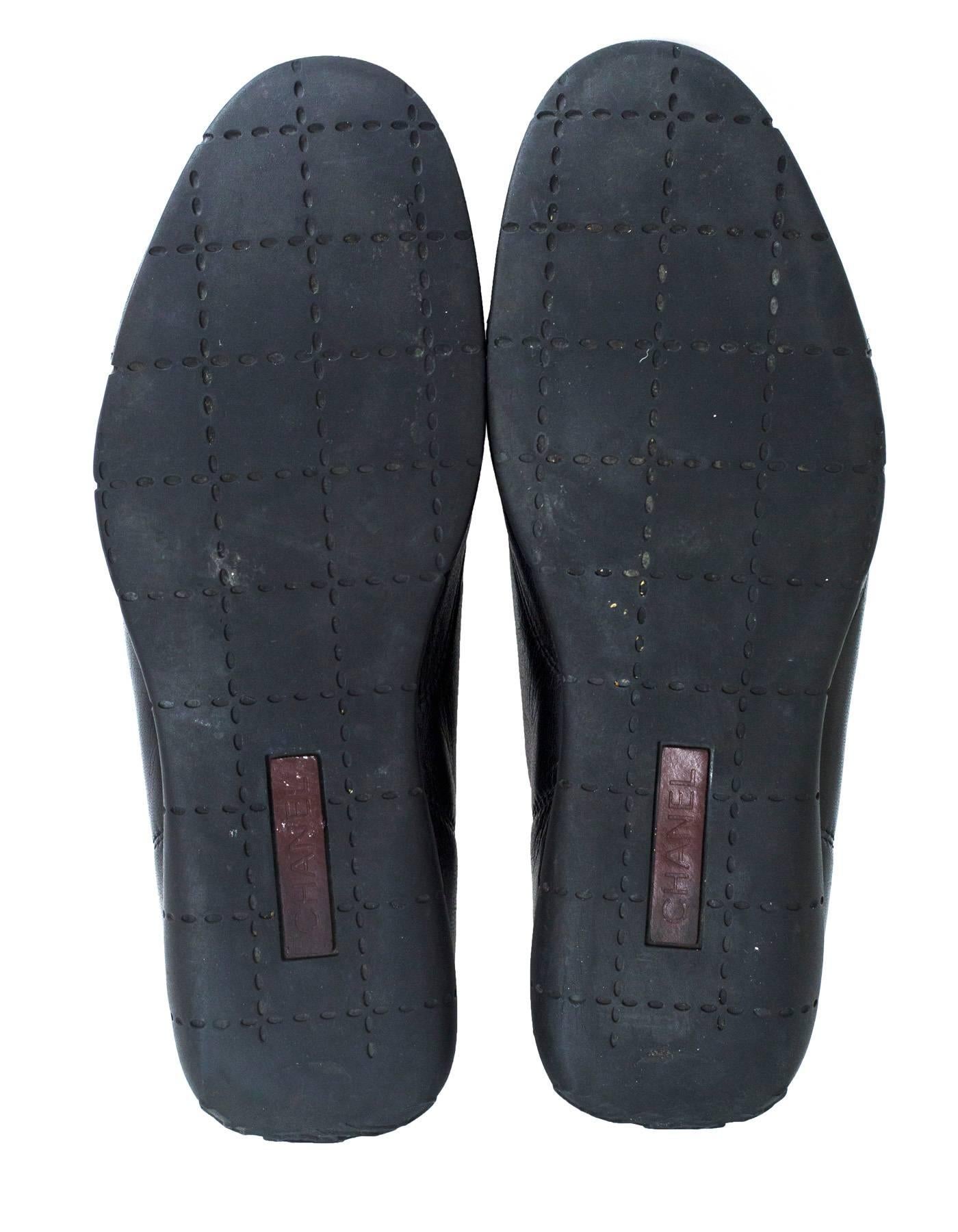 Chanel Black Leather Zipper Sneaker Flats Sz 38.5 1