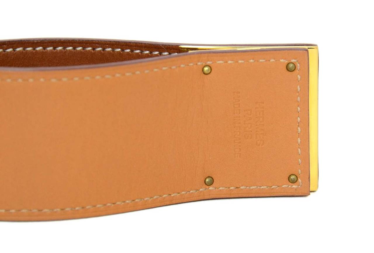 HERMES 2013 Fauve Barenia Leather Kelly Dog Bracelet rt $600 1