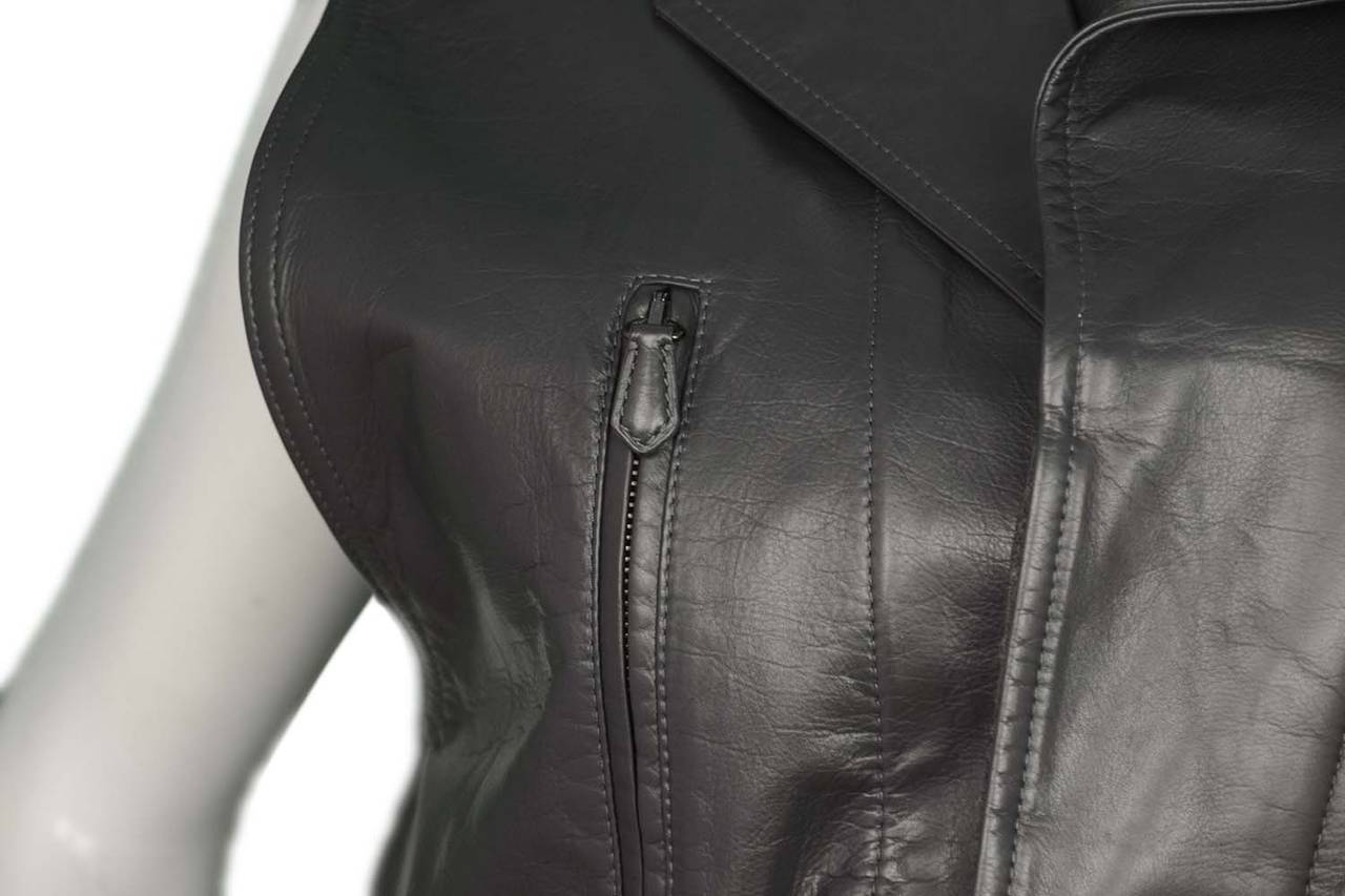 Women's REED KRAKOFF Grey Leather Vest Jacket sz Medium