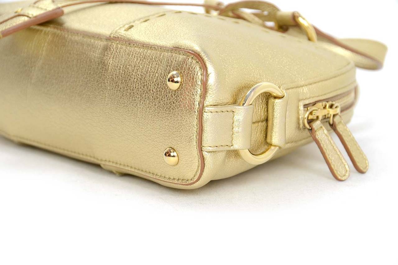 YVES SAINT LAURENT YSL 2008 Gold Leather Micro Muse Bag In Excellent Condition In New York, NY
