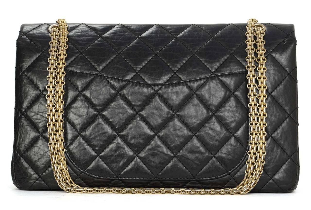 CHANEL 2005 Black Leather Re-Issue 227 Classic Double Flap Bag rt $6000 In Excellent Condition In New York, NY