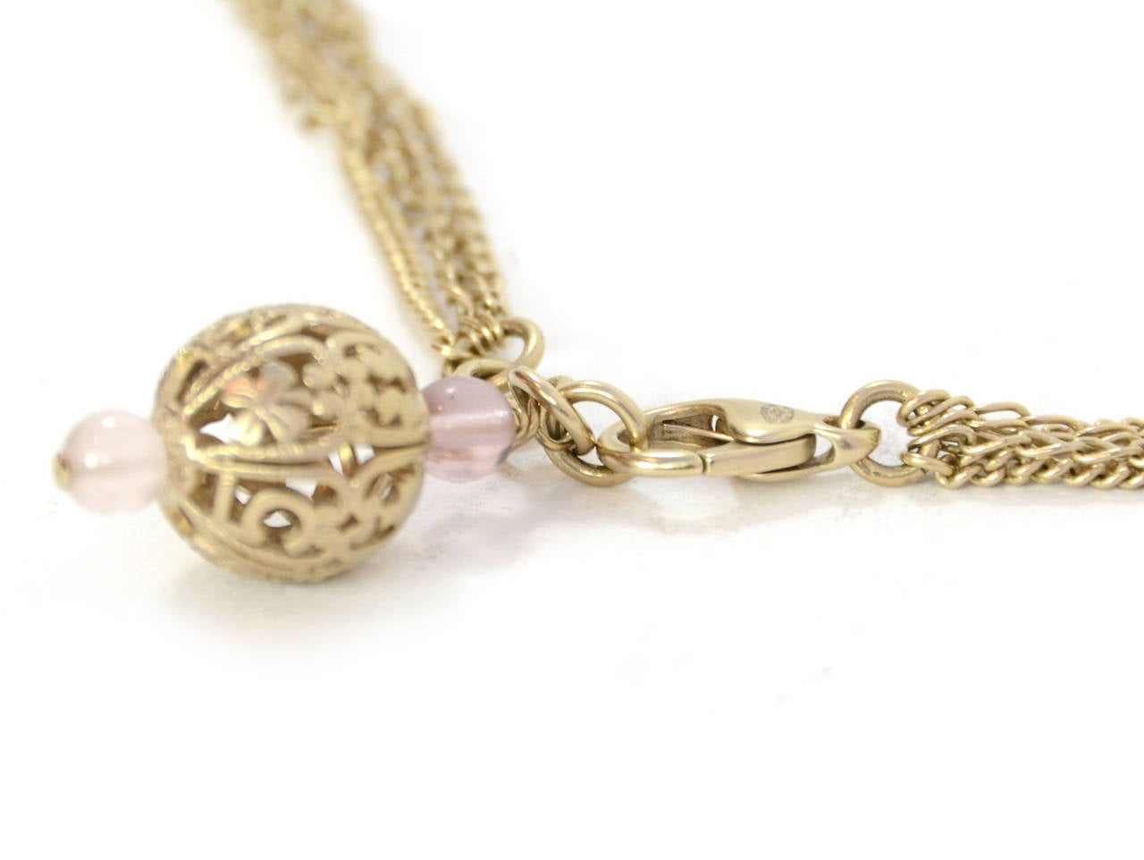 Chanel 2006 Silvertone Long Multi-Strand Necklace w/Pastel Glass Beads 1