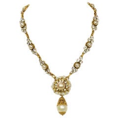 Chanel Vintage 50's-60's Pearl & Strass Crystal Necklace