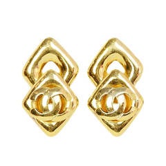 Chanel Vintage Double Diamond CC Earrings