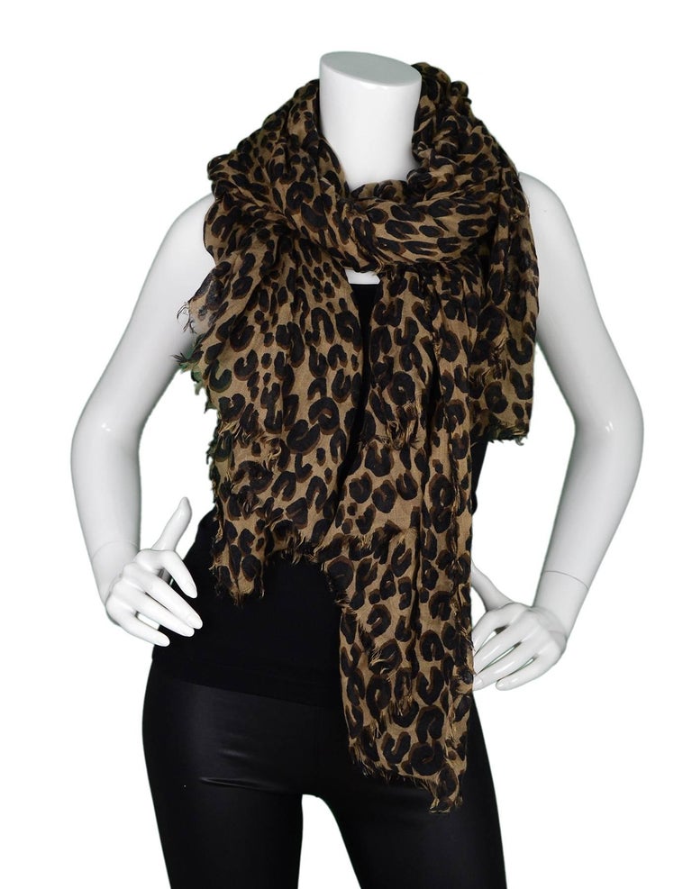 Louis Vuitton Brown Cashmere/Silk Leopard Stephen Sprouse Stole Scarf For Sale at 1stdibs
