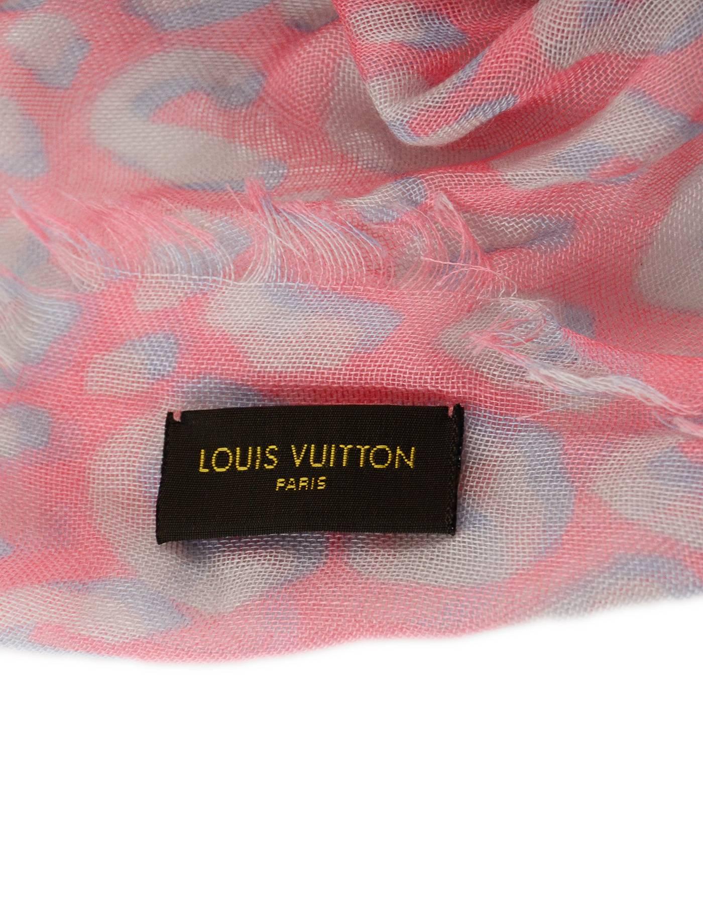 Louis Vuitton Pink & Purple Cashmere/Silk Leopard Stephen Sprouse Stole Scarf In Excellent Condition In New York, NY