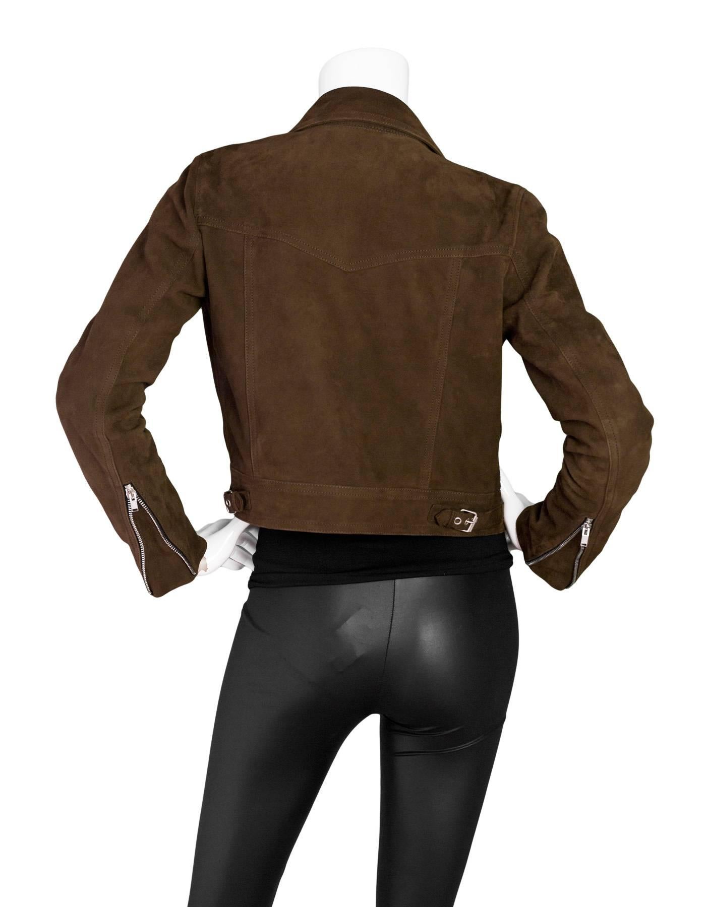 Black Saint Laurent '14 Brown Suede Cropped Jacket sz FR36 rt. $4, 590