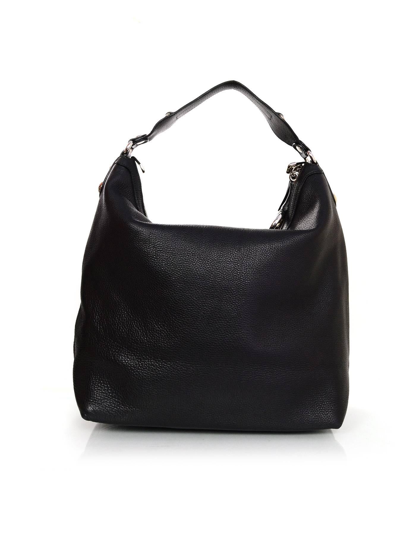 Gucci Black Leather Large Icon Bit Hobo Bag In Excellent Condition In New York, NY