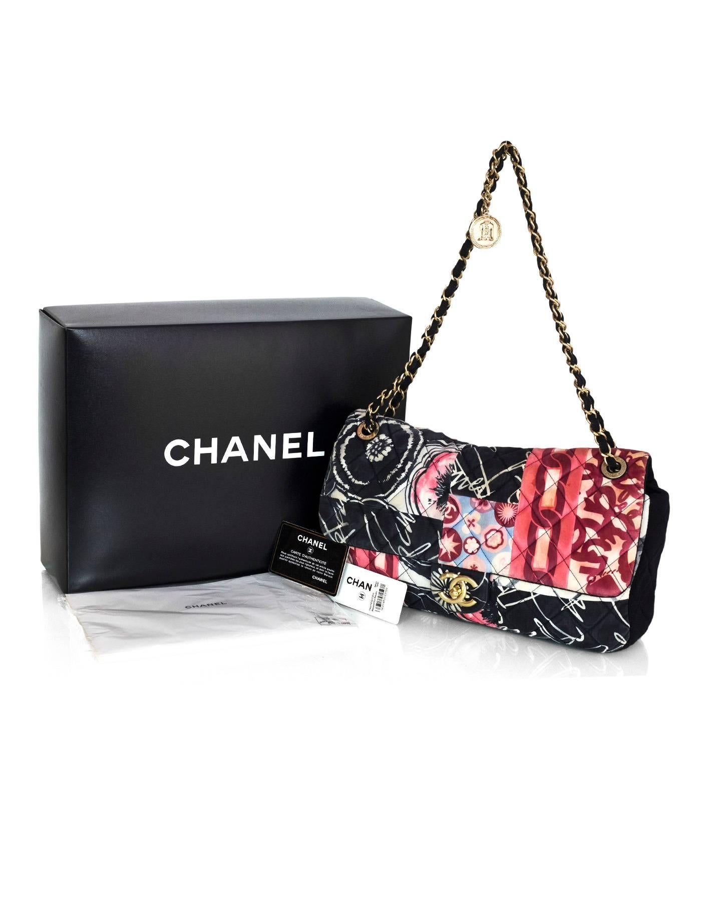 Chanel Multi-Color Printed Quilted Canvas Flap Bag with Box 3