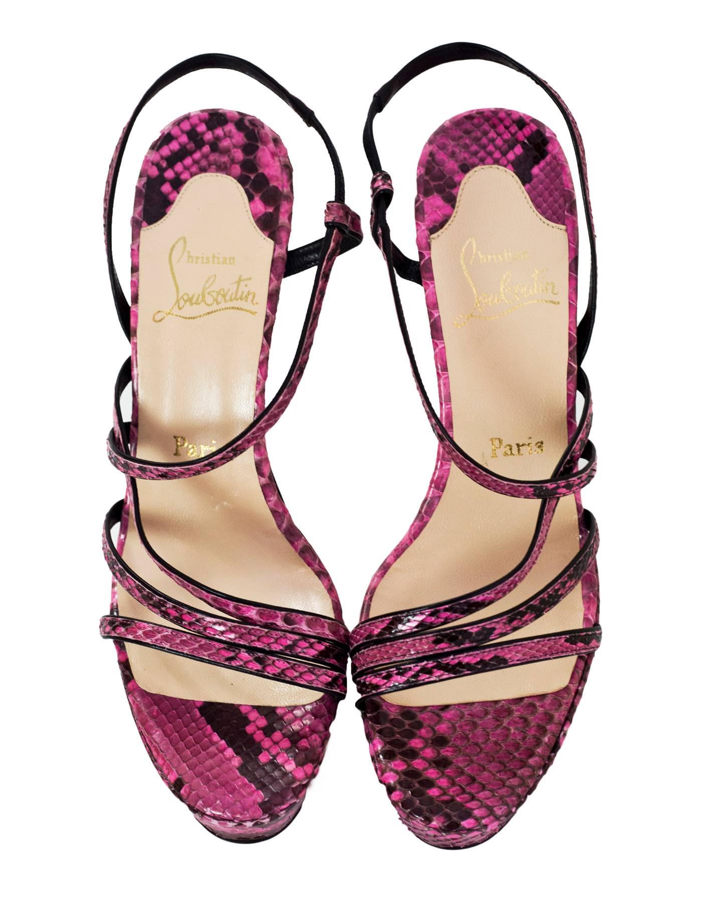 Christian Louboutin Pink Python Miss Dina 120m Platform Sandals sz 40 In Excellent Condition In New York, NY