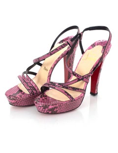 Christian Louboutin Pink Python Miss Dina 120m Platform Sandals sz 40
