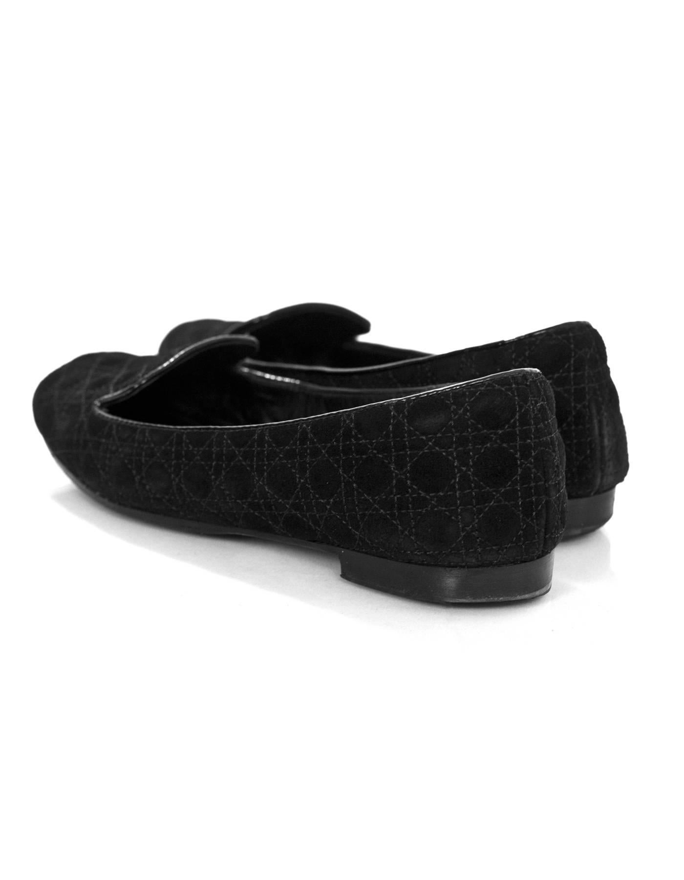Women's Christian Dior Black Suede Quilted Loafers Sz 35 rt. $610