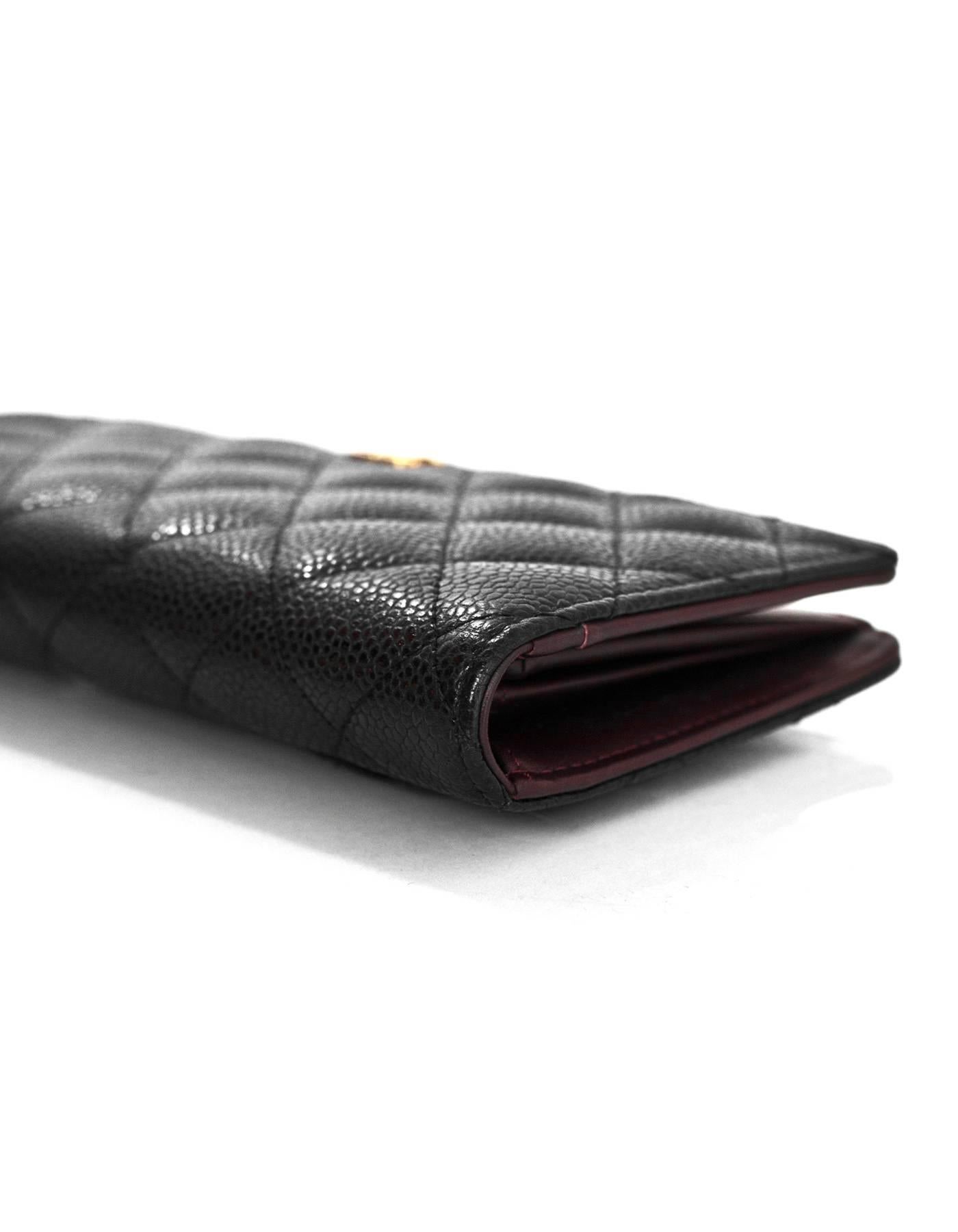 Women's Chanel Black Quilted Caviar Leather Yen Bi-Fold Wallet 