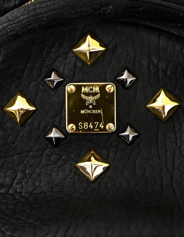 MCM Black and Gold Studded Large Dual Stark Backpack with Dust Bag For Sale  at 1stDibs | mcm backpack black and gold, mcm dust bag, mcm stark backpack  large