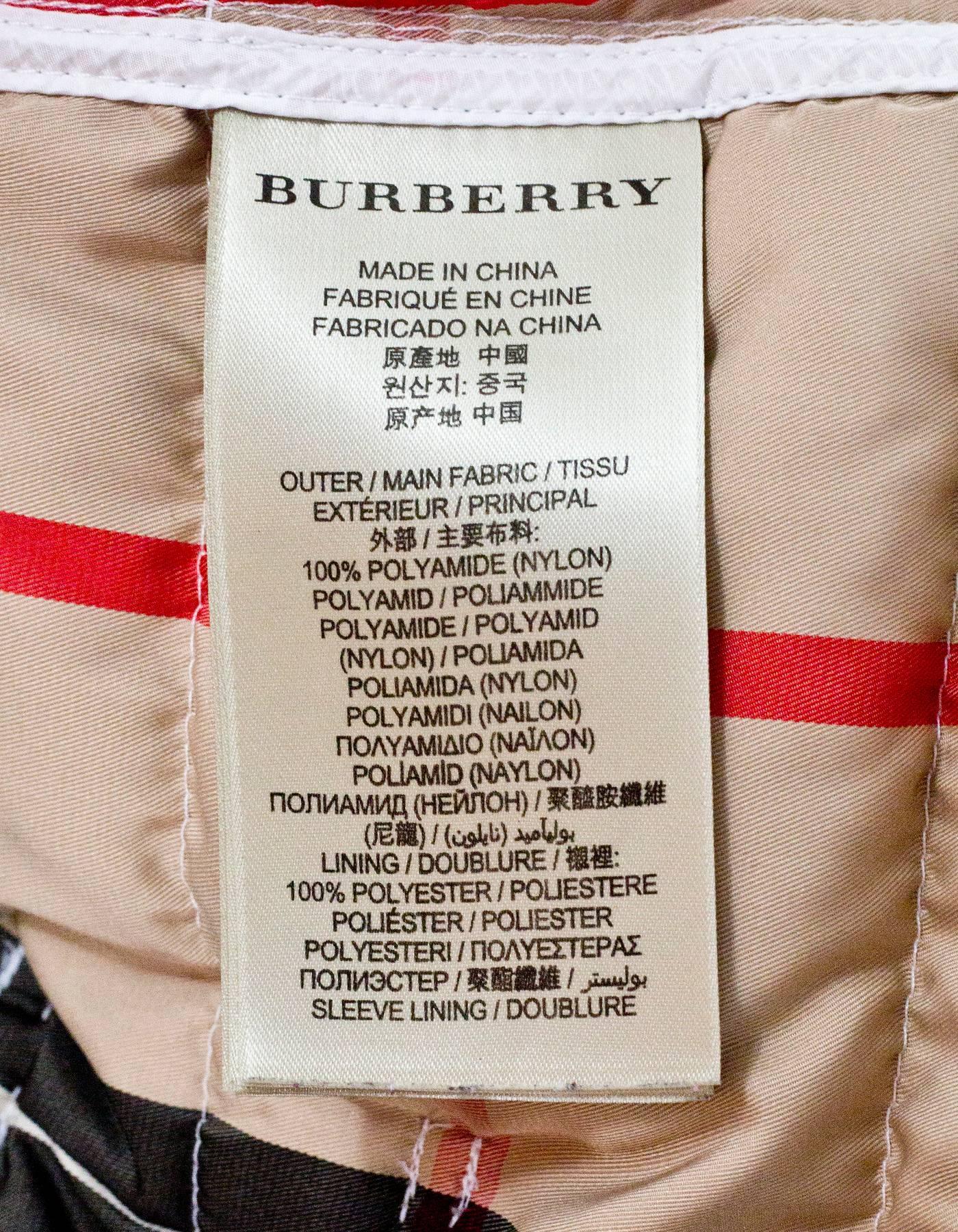 Gray Burberry Brit White Puffer Coat sz L