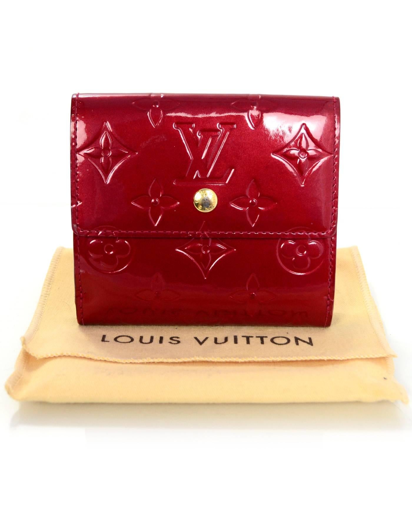 Louis Vuitton Red Pomme d'Amour Monogram Vernis Elise Wallet 4