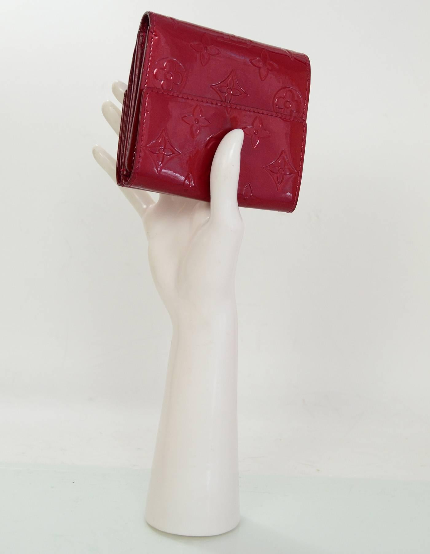 Louis Vuitton Red Pomme d'Amour Monogram Vernis Elise Wallet 5