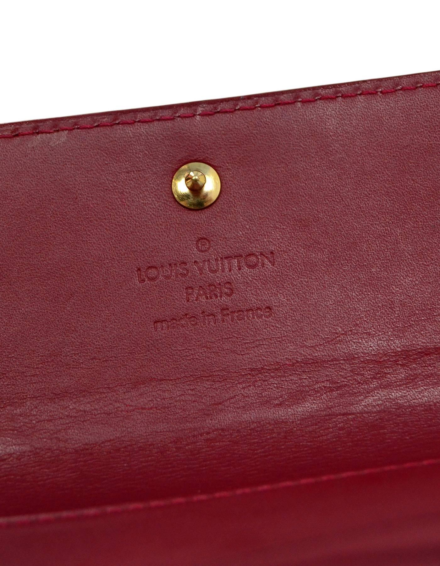 Louis Vuitton Red Pomme d'Amour Monogram Vernis Elise Wallet 2
