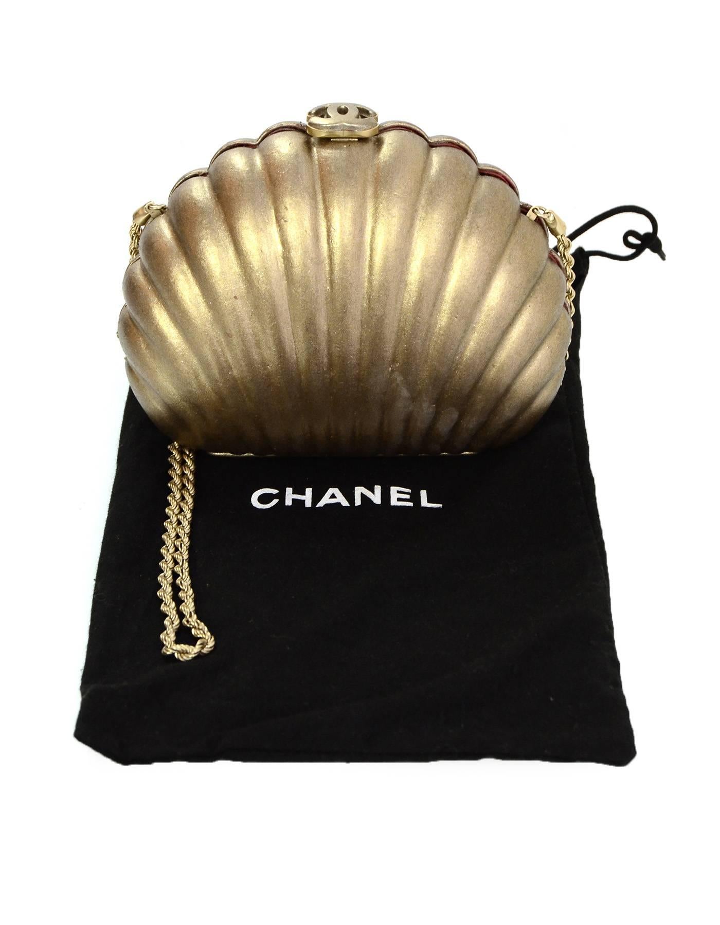 Chanel Gold Leather Seashell Clutch/ Evening Bag 1