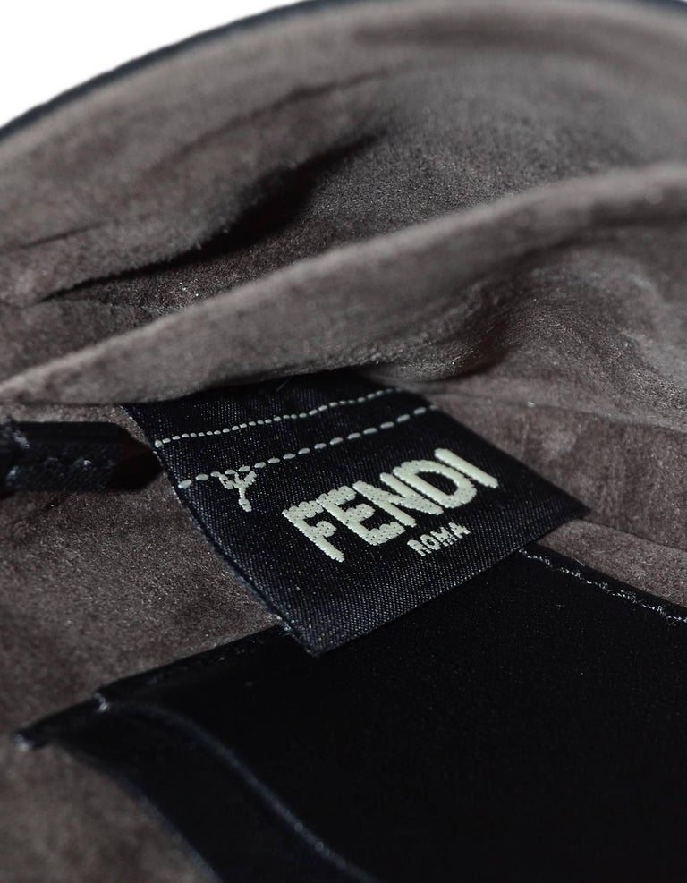Fendi Black Leather and Blue Fur Micro Buggie Baguette Crossbody Bag ...