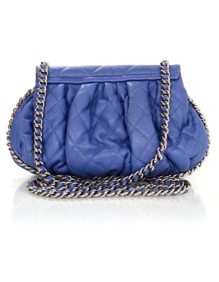 Chanel Blue Washed Lambskin Medium Chain Around Crossbody Bag