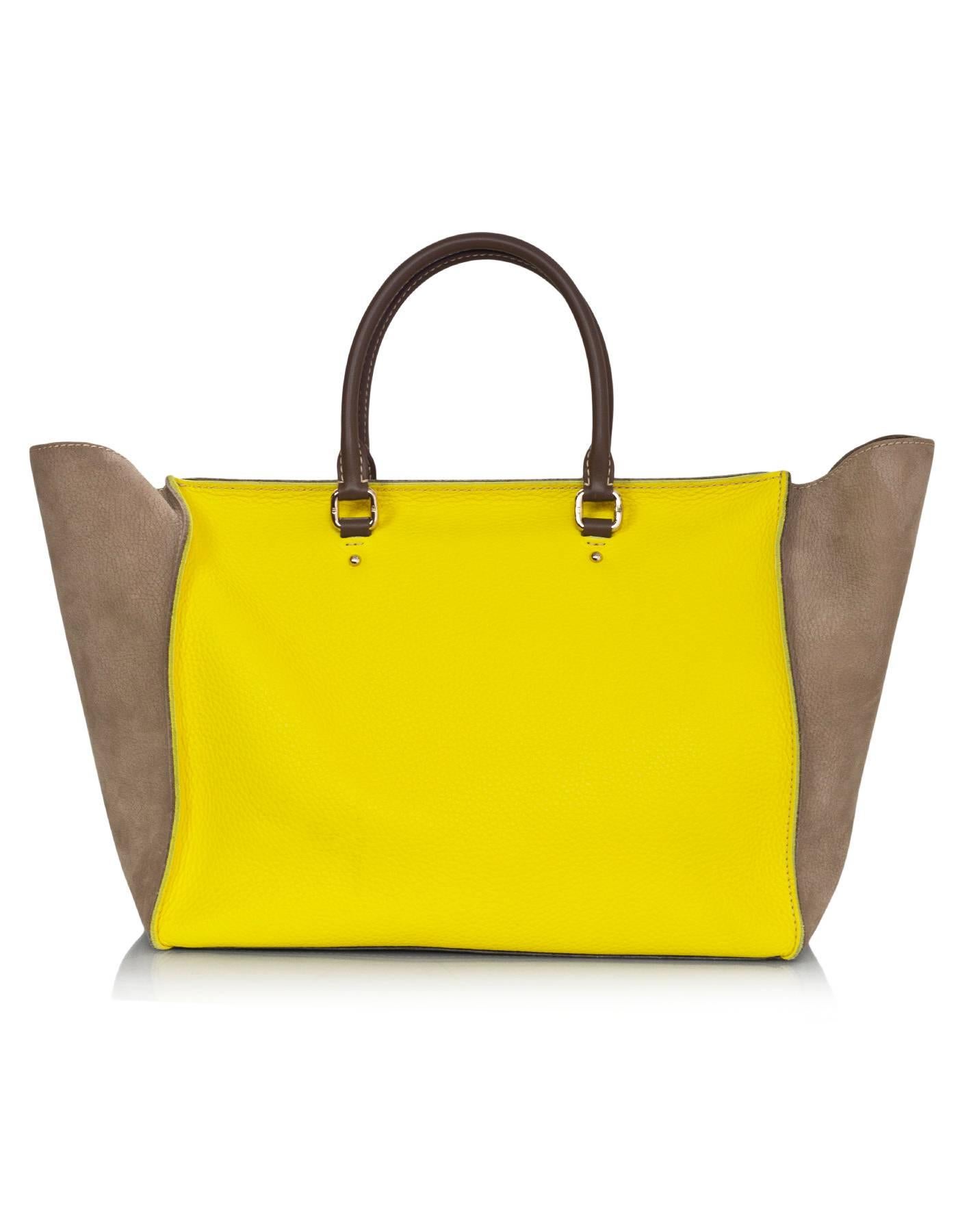 CH Carolina Herrera Beige & Yellow Tote Bag with Dust Bag In Excellent Condition In New York, NY