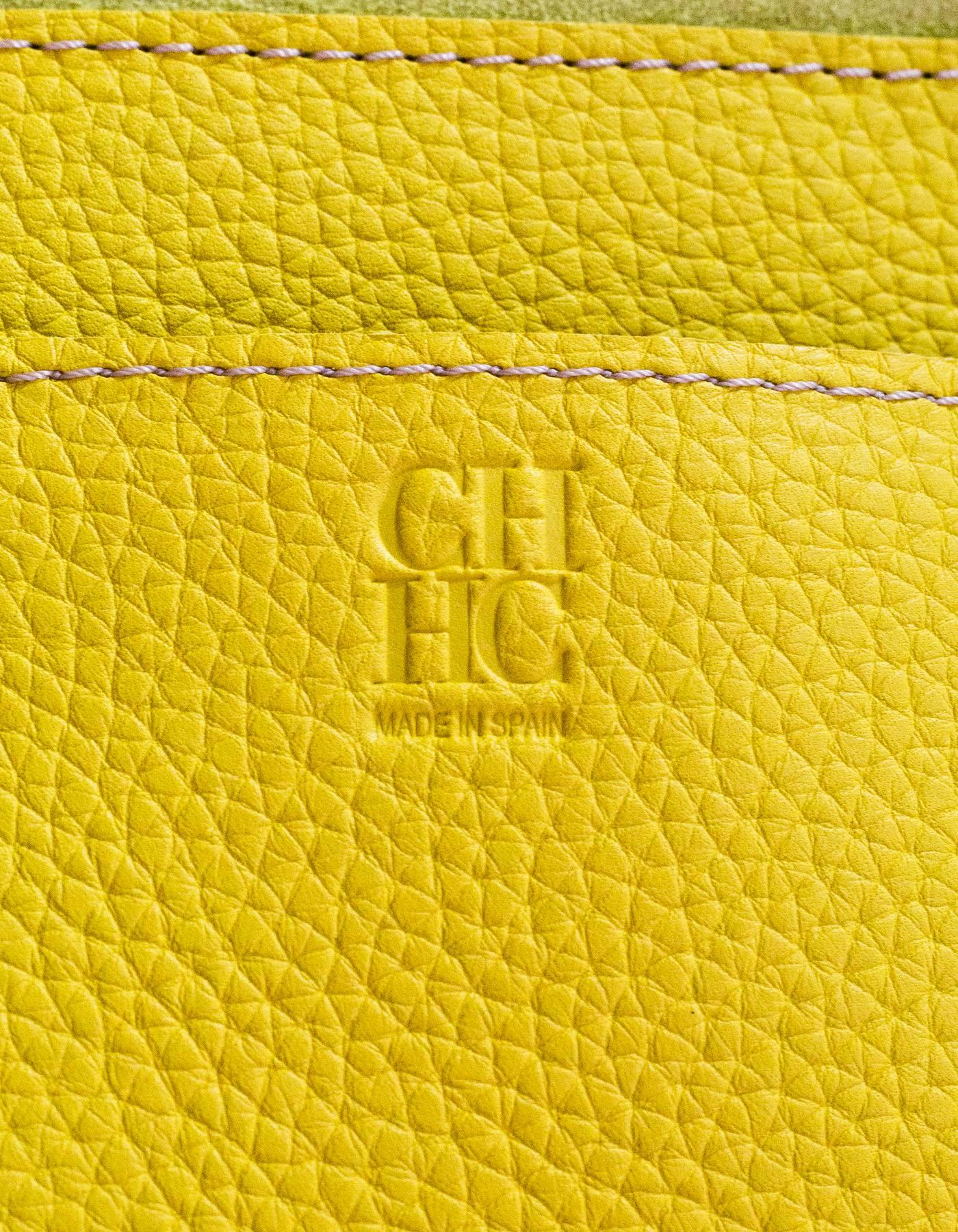 CH Carolina Herrera Beige & Yellow Tote Bag with Dust Bag 3