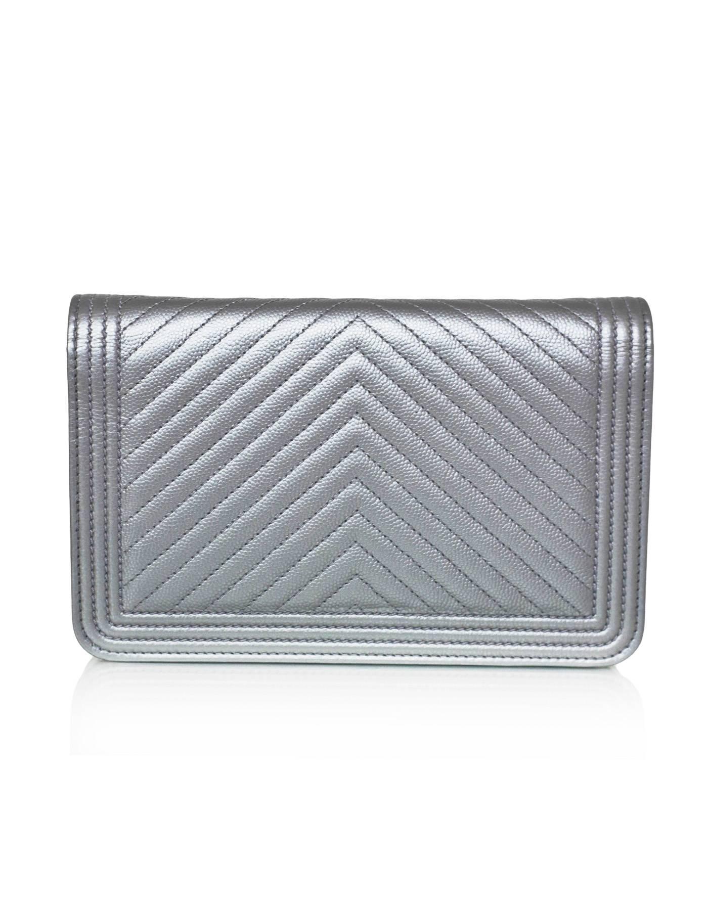 chanel silver wallet