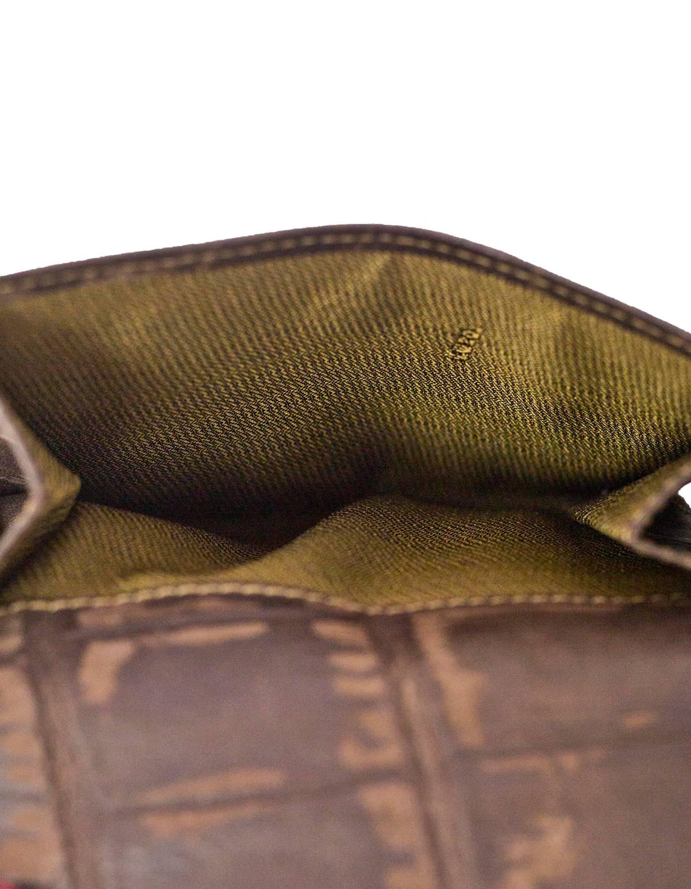 Fendi Vintage Brown Croc Embossed Distressed Leather Wallet 2