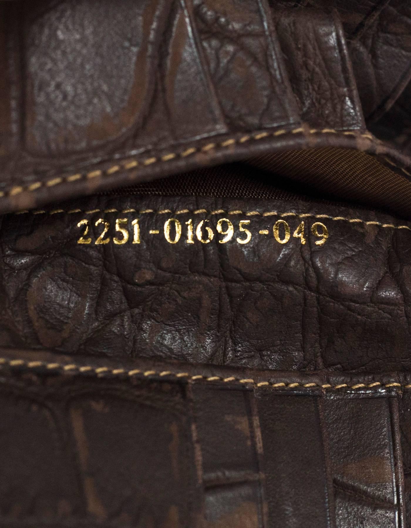 Fendi Vintage Brown Croc Embossed Distressed Leather Wallet 4