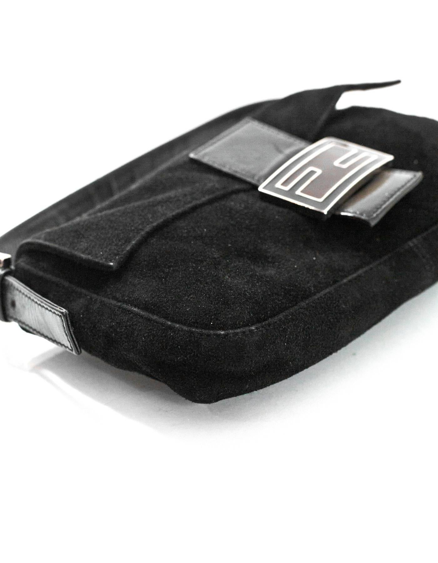 Fendi Black Suede Baguette Shoulder Bag In Excellent Condition In New York, NY