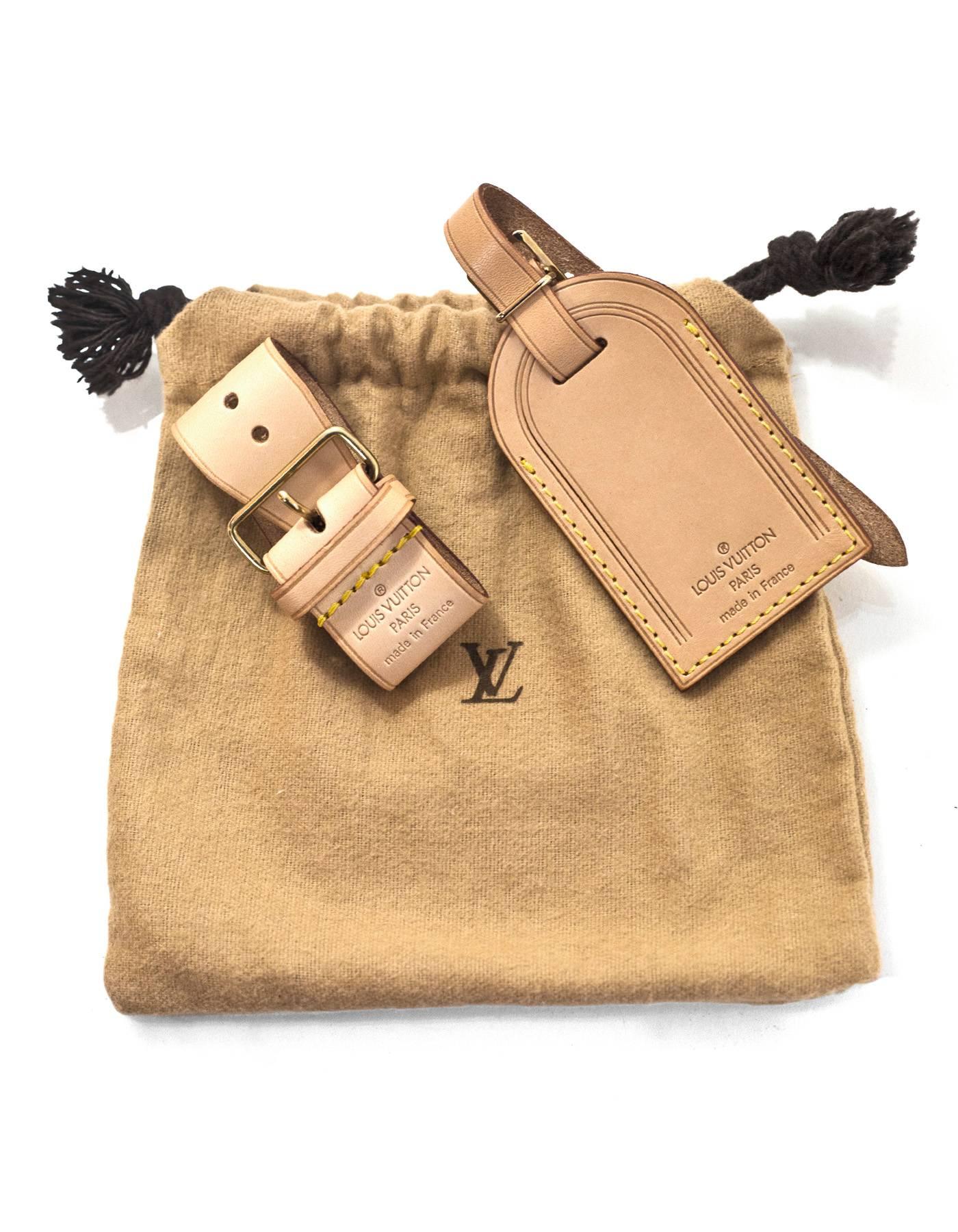 Women's or Men's Louis Vuitton Vachetta Luggage Tag & Loop with Dust Bag