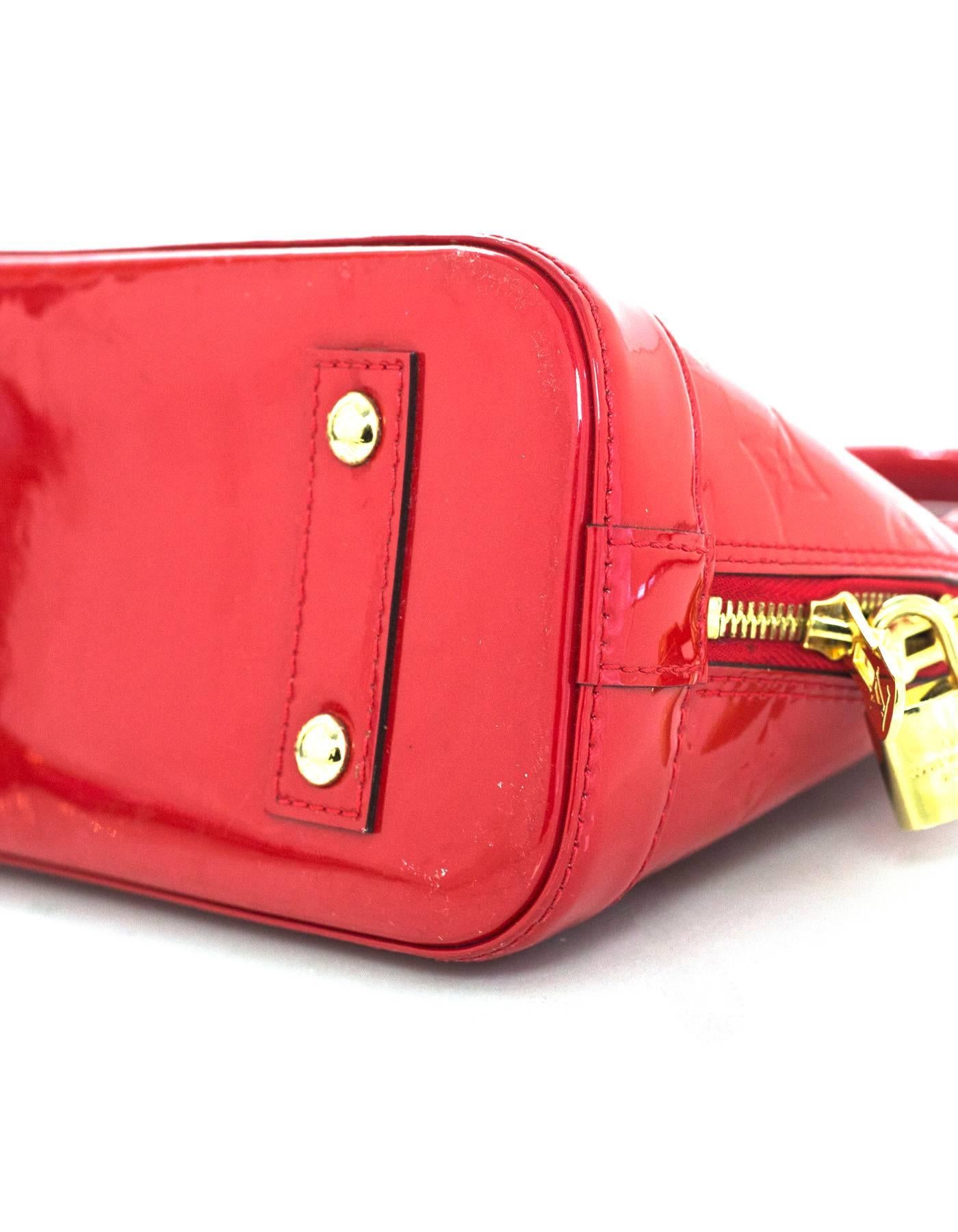 Women's Louis Vuitton Red Patent Leather Monogram Vernis Alma BB Crossbody Bag