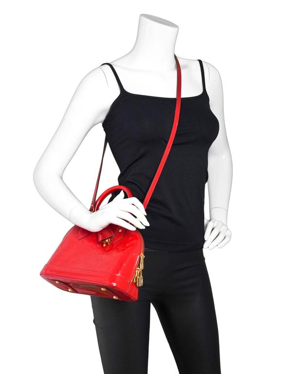 Louis Vuitton Red Patent Leather Monogram Vernis Alma BB Crossbody Bag For Sale at 1stdibs