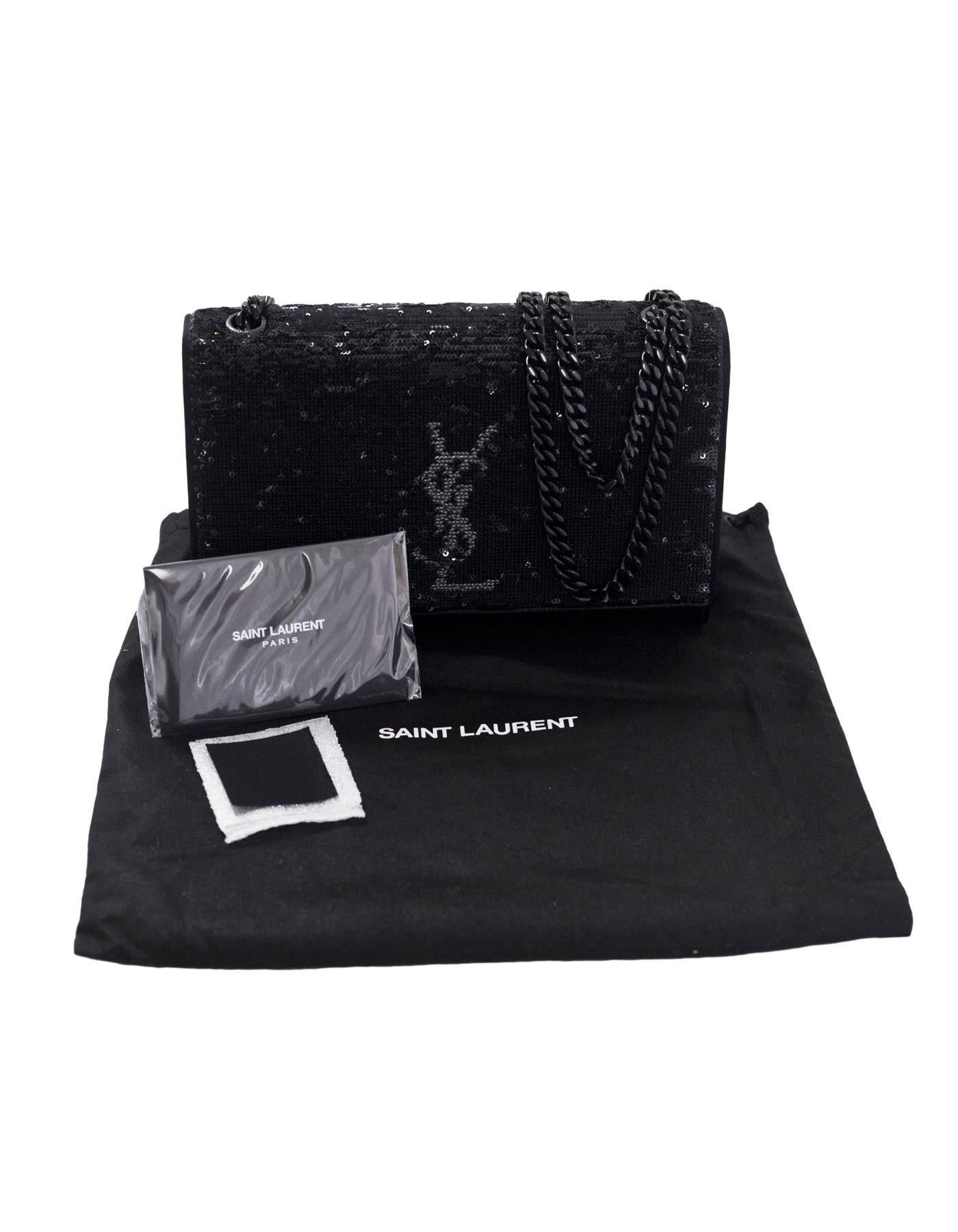 Saint Laurent Black Satin Small Kate Magic Paillettes Sequin Evening Bag 5