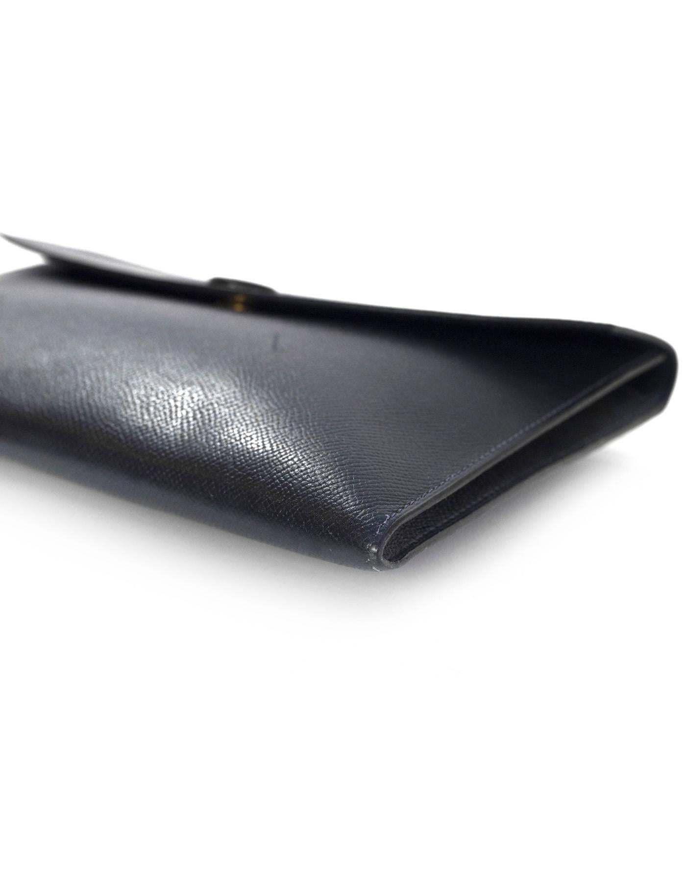 Hermes Vintage Navy Epsom Leather Rio Clutch Bag In Good Condition In New York, NY