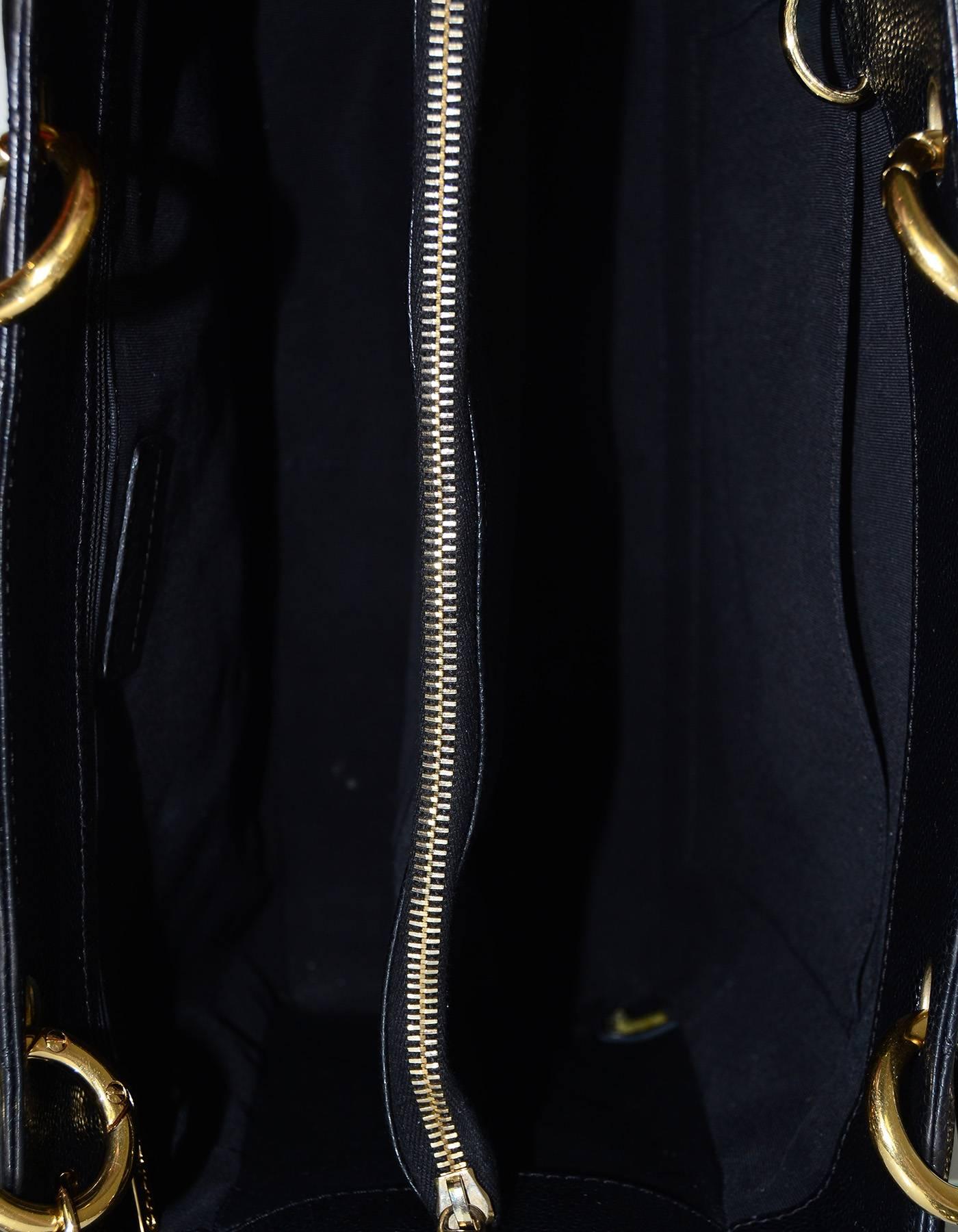 Chanel DISCONTINUED Black Caviar Leather GST Grand Shopper Tote Bag In Excellent Condition In New York, NY